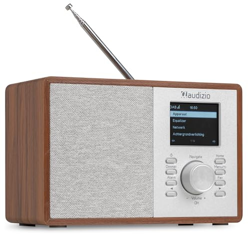 Audizio Cosa WLAN Internetradio klein - DAB+ Digitalradio mit Bluetooth - Kompaktes Küchenradio, Radiowecker, Farbdisplay & Kopfhöreranschluss - Braun | AUX, Bluetooth, WiFi und DAB+/FM-Radio, 30 W Stereo-Sound, Farbdisplay, optimal für Küche, Wohnzimmer und Reisen