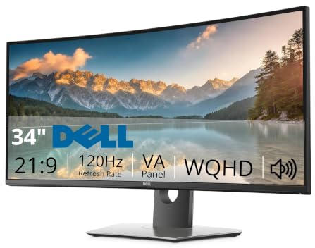 Dell UltraSharp 34 Pollici Monitor - U3417W RICONDIZIONATO WQHD (3440x1440), 21:9 Curvo, 120Hz, VA, 1ms, Premium, HDR10, Regolabile in Altezza, Altoparlanti integrati, 2 HDMI, 3 Anni di Garanzia