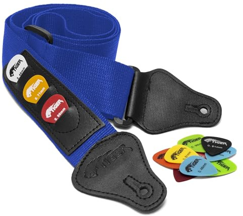 TIGER GitarrengurtMit extra Plektronen, Blau