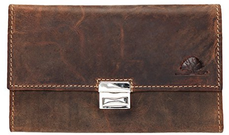 Greenburry 1785A Kellnergeldbörse aus 100% Rindsleder, Vintage-Design, Braun