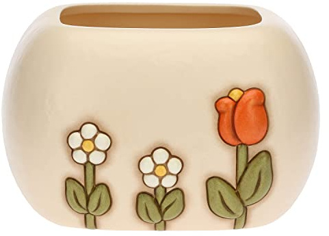 THUN, Ceramic Cachepot Hand Decorated with Iconic Floral Decoration, Happy Country Line, 24 x 23.5 x 15 cm h