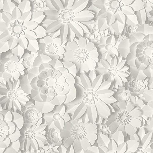 3D Effect Floral Wallpaper Flowers White Grey Washable Fine Decor Dimensions from YöL