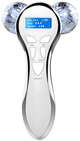 4D Microcurrent Face Massager Roller,Electric Rechargeable Face Lift Roller Arms Legs Massager for Skin Care Facial Massager Tool