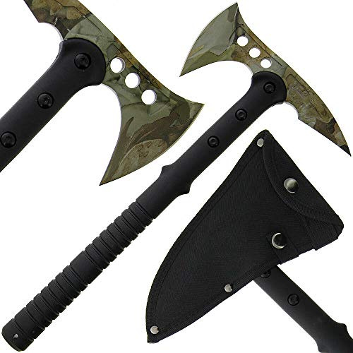 GOLAN Camo Tomahawk Camping Axt Schwarz Outdoor Survival und Coduraholster…