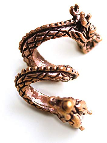 LynnAround Bronze Norse Viking Dragon Beard Beads Rings, Dwarven Dreadlock Pirate Medieval Hair Beads, Pagan Jewelry
