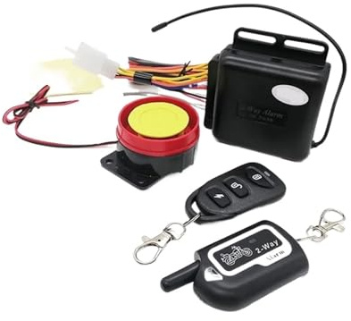 Sistema de Alarma Seguridad for Coche 12V, inmovilizador Motocicleta 1/2 vías, antirrobo automática, Sirena Entrada sin Llave, Sistema for Fácil instalación y Amplia compatibilidad(2-Way)