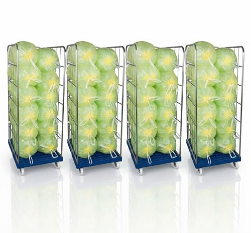 Abrollwerk 4er Set Rollbehälter 3-seitig – Gitterwagen mit Rollen, Transportwagen 500kg Tragkraft – robuster Lagerwagen, leicht lenkbar, für gelben Sack & Logistik, Industriequalität