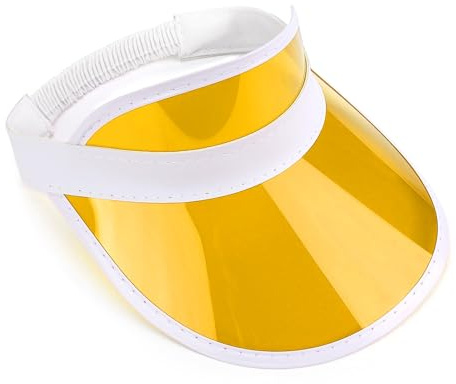 The Fancy Dress® Unisex Retro 80s Neon Sun Visor Hat Headband Cap for Golf Tennis Stag Poker Party (Yellow)