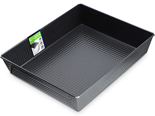 KADAX Barattolo rettangolare, teglia da forno in 3 dimensioni, bordi in lamiera alti per torte, pane tostato, cheesecake, brownie, scatola di cura facile, (30,5 x 25,5 cm, nero)