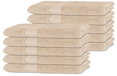 BANANALU 10er Set Gästetuch Qualität 450g/m2 100% Baumwolle 30x50cm Frottiertuch Gast Towel Cappuchino White Swan 12-0000