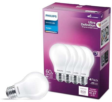 PHILIPS LED Ultra Definition Daylight Light Bulbs, 4-Pack