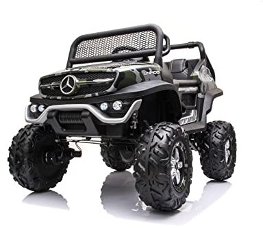 FINOOS Kinder elektroauto Mercedes Unimog 12V Elektroauto für Kinder, kinderauto, kinder elektroauto mit 2,4 Ghz Fernbedienung, 4x4 Allrad angetrieben, Batterie: 12V 10Ah, 1-5 Jahre (Camouflage)