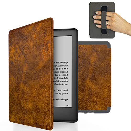 MyGadget Kunstleder Hülle für Kindle Paperwhite 10.Generation [ Modell 2019 - J9G29R - 6 Zoll] mit Handschlaufe & Auto Sleep | Wake Funktion in Braun