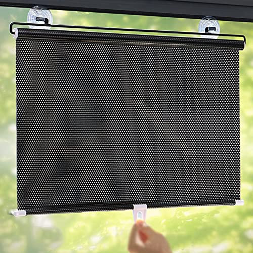 Verdunkelungsrollo mit Saugnapf,Saugnapfes Rollo Fensterrollo Sonnenschutz-Rollos,Einziehbare Temporäre Jalousien,Für Balkon,Büro,Auto,Sichtschutz Vorhang,Ohne Bohren (W68xH125cm(27x49in))