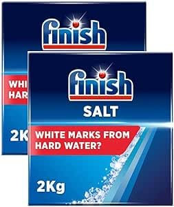 Finish - Sal para lavavajillas, 2 kg, evita la acumulación de cal, suavizante de agua para lavavajillas, platos limpios y espumosos cada vez