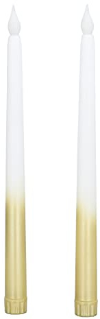 Lot de 2 Bougies Coniques sans Flamme, Bougie LED Vacillante, Bougies Coniques LED sans Flamme de 11,0 Pouces avec Flamme 3D Réaliste pour Fête, église, Décorations de Noël