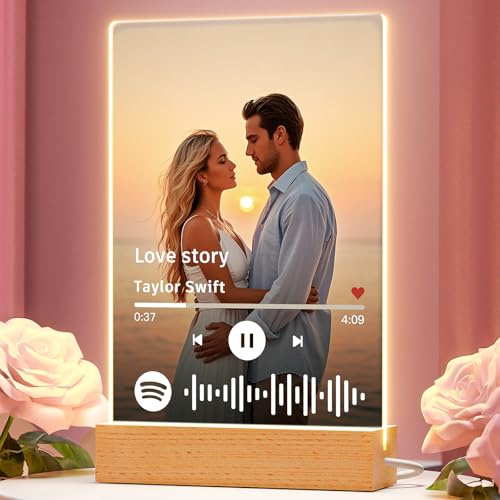 Bemaystar Placa Spotify Personalizada con Luz - Cuadro Spotify Personalizado, Marco Foto Spotify Personalizado, Placa Cancion Spotify, Lampara Spotify Personalizada con Luz, Regalo Original
