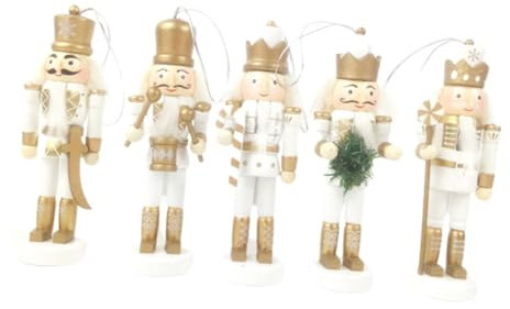 STOBAZA 5pezzi Giocattolo di Natale Ornamento Schiaccianoci Soldato Marionetta Schiaccianoci di Natale Realizzato in Legno per Ragazzo Ragazza