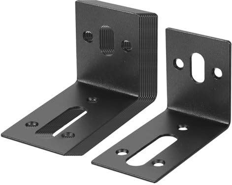 QUARKZMAN Soportes de Esquina en L Ajustables con Doble Ranura, Juego de 10 Piezas de 3.27x1.81x3.27 para Fijación de Ángulo Recto en Muebles (Negro)