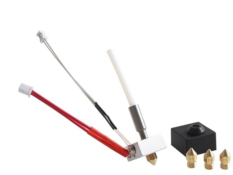 Toaiot 3D Printer Extruder Part - Neptune3 Pro Hotend Print Head Replacement - Neptune3 Plus Max Hot End Accessory: Heat Block Silicone Sock Thermistor with 4PCS MK8 Brass Nozzle for 1.75 Filament