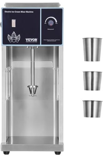 VEVOR Frullatore per Gelato 400 W Macchina per Gelato in Acciaio Inossidabile 304 ad Alta Velocità, 4200 Giri/Min Regolazione Continua della Velocità, 3 Tazze Manuali, Prepara Vari Gusti di Gelato