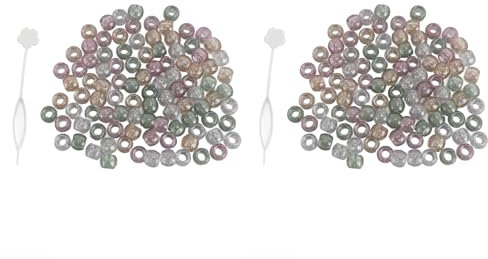 Sonew Sonew 200 St Akryl Hårpärlor Set, 12 Mm Stort Hål Färgglada Pärlor för Hårflätor, Transparenta Runda Pärlor Kit för Hårpärlor Skäggflätor