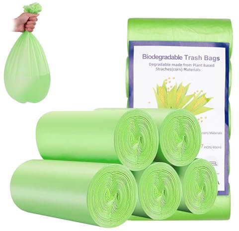 Food Waste Bags, 100 Pcs Biodegradable Bin Bags Liner, 20 Litre Compostable Compost Caddy Liners Recycled Degradable Rubbish Garbage Bags for Kitchen Office(Green 60 x 50cm)