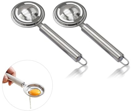 CALLYSONIC Äggseparator, 2 stycken proteinavskiljare i rostfritt stål, äggskalsöppnare i rostfritt stål, äggseparator, rolig, äggpikare, verktyg för att separera äggulan från proteinet