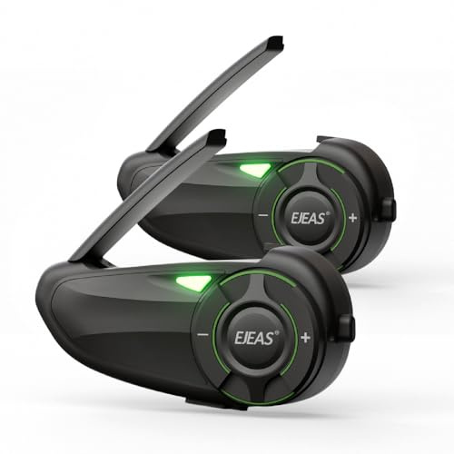 Q8 Motocicleta Casco Bluetooth Intercom Auriculares,Mesh 3.0 Grupo Sistema de Intercomunicación con el intercambio de música y IP67 resistente al agua para 6 pilotos Grupo de conversación (2 Piezas)
