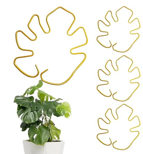 Soporte ligero para tallos de plantas, juego de 4 soportes para plantas trepadoras reutilizables de aluminio para Monstera, enrejado, hortensias, rosas, tomates, 6.3 x 7.1 pulgadas