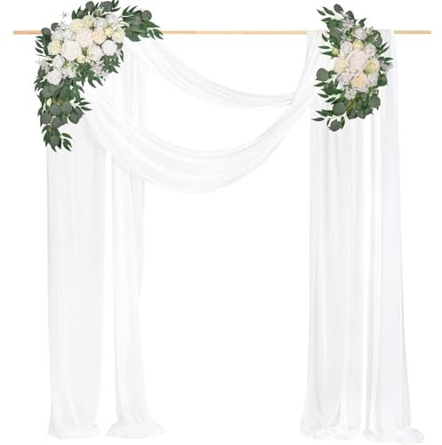 Behogan 2 Packs Hochzeit Vorhang Hochzeitsbogen, 75cmx600cm Querbehang Freihanddeko, Wedding Decoration, Querbehang für Fenster, Kulissenvorhänge Deko für Hochzeitsbogen Zeremonie, Hochzeit, Party