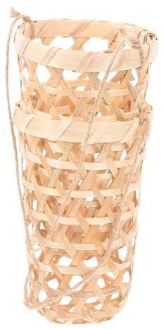 Mikikit Cesto Appeso da Parete in Bambù, 2 Pezzi, Stile Rustico, Salvaspazio, Decorazione per Piante e Fiori in Casa e Giardino