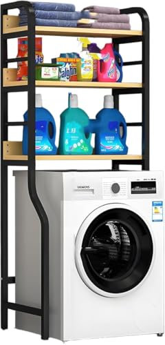 Étagère de Rangement pour Lave-Linge, étagère de Rangement et d'organisation pour buanderie, Meuble pour Machine à Laver à Tambour, étagère en Bois pour Lave-Linge et sèche-Linge (