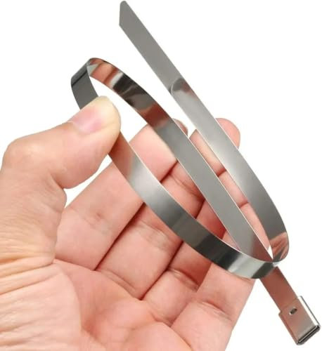 Bridas metálicas con, Bridas de acero inoxidable con autobloqueo, de metal, reutilizables, resistentes, organizador de bridas, cierre de cremallera de acero inoxidable multifunción, 200 unidades(4.6x1