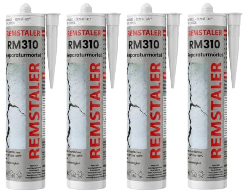 4x Remstaler REPARATURMÖRTEL für Mauerwerksfugen und Ausbruchstellen in Beton | zementgrau | überstreichbar | 310ml (4 Stk.)
