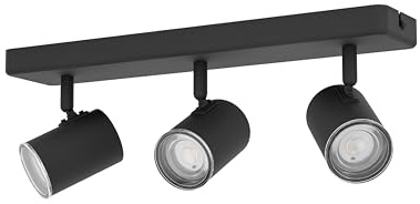 EGLO Deckenlampe 3-flammig Consuma 1 Deckenstrahler | für Wohnzimmer und Badezimmer, Deckenleuchte mit 3 Spots, Stahl in Schwarz, GU10 Fassung, IP44