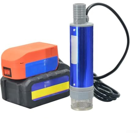 HOHOVYVY Rain Barrel Pump Battery, Portable Lithium Battery Submersible Pump for Diesel and Water 40-60 L/min with 2.4 m Cable and 38 mm Diameter