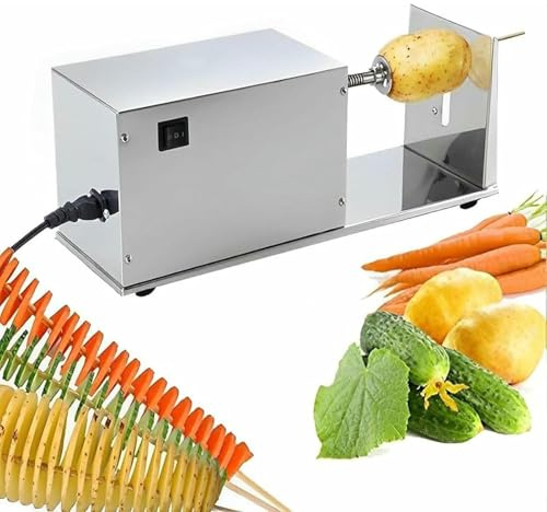 PxkVrin EléCtrica Cortadora De Patatas En Espiral, Cortadora De Patatas En Espiral, Material De Acero Inoxidable, para Hacer Patatas Fritas Retorcidas.