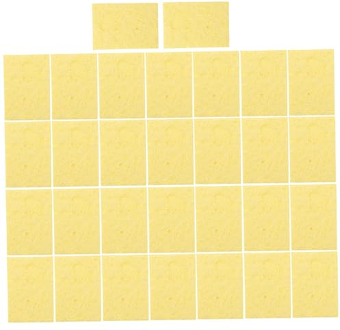 ELAYARD Soldering Tip Cleaning Sponge Anti-Scald Sponge Yellow 30pcs Removes Solder Residue Efficiently for Welding and PCB Board for Precise Welding Work