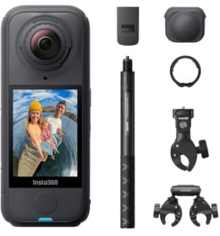 Insta360 X4 Air Pack Moto Multiview (Ultimate Version) Svart grafit - Lätt videokamera 165g 8K 360, osynlig selfiepinne, utbytbara linser, först spelar du in sedan rama in.