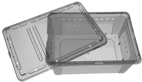 NOLITOY Caja de Plástico para Reptiles Ventilación, Recinto para Tarántulas y Escorpiones, Terrario Pequeño Negro Adecuado para Incubación y Alimentación de Mascotas Exóticas
