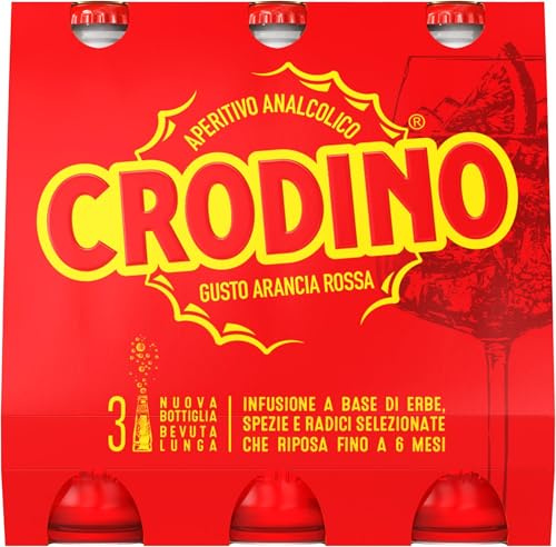 Crodino Arancia Rossa - Aperitivo Analcolico Pronto da Bere, 3 Bottigliette da 17,5 cl (Confezione da 5)