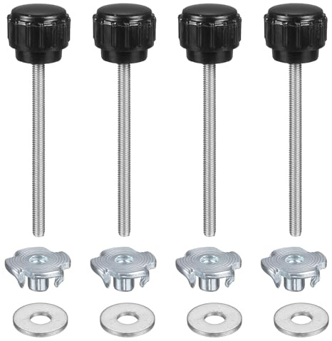 sourcing map 4 Pcs M3 x 40mm Knurled Clamping Knobs 14mm Head with Washers & T-Nuts