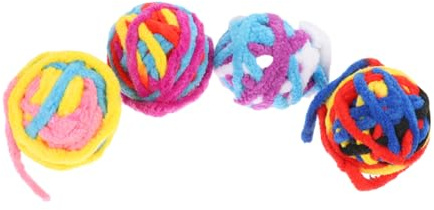 VILLCASE Katzenbälle zur Beschäftigung und Reduzierung von Verhaltensschäden 4 Stück Polyester Interaktives Katzenspielzeug Zufälliger Stil mit 40cm Schwanz für Indoor Katzen