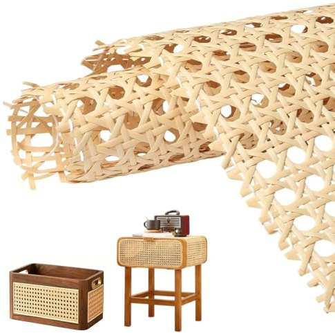 SKIKHN Ratán Rollo PE,Rollo Plancha de Rattan Tejida,Rollo de Ratán con Correas de Caña,Rejilla Mimbre,Resistente al Agua Tejido de ratán Abierto,Trenza Vienesa para Muebles,Sillas,Armarios,Camas