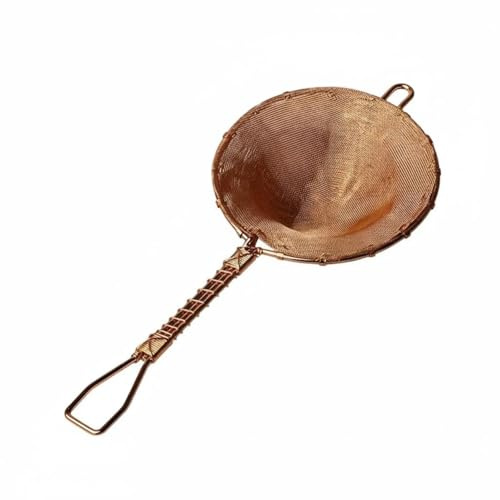 MagiDeal Colador Industrial Colador de Té Artesanal Utensilio de Cobre Puro Tejido a Mano Herramienta con Malla Delicada y Asa Reforzada Adecuado para Té Oficina Casa, Sombrero Cónico
