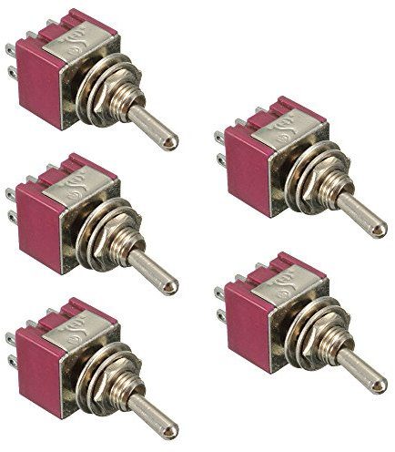 E Support Lot de 5 interrupteurs momentanés ON/OFF/ON pour voiture - Mini interrupteurs à bascule miniatures - Tableau de bord - 6 broches