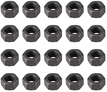 sourcing map 20 Stück Sechskantmuttern Sechskant Mutter Schwarz | M10x1,5mm Metrisches Grobgewinde, Kohlenstoffstahl