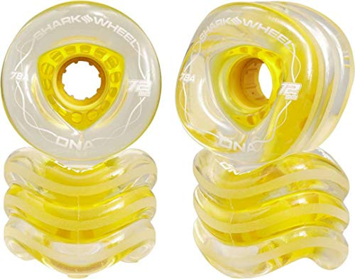 Shark Wheel DNA FORMULA Longboard Wheels 4-Pack 2021 clear with yellow hub, 72mm/78a