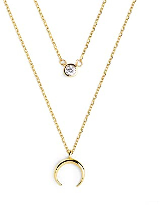 SINGULARU Collar Mujer Pack 2 Collares Spark + Mini Moonset Plata Baño Oro
